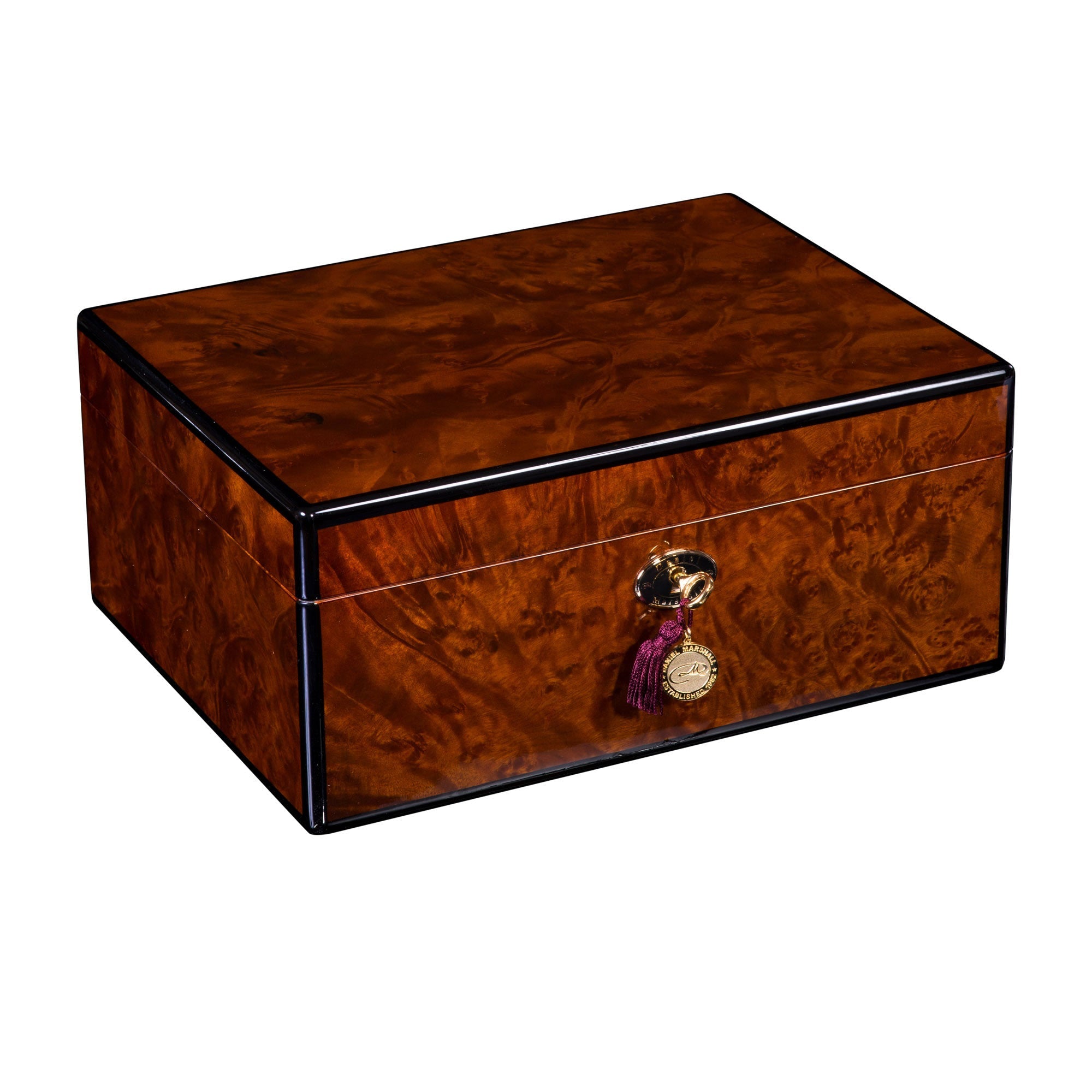 Autographed Daniel Marshall Humidor in Burl Wood with lift out tray - 100 cigars
