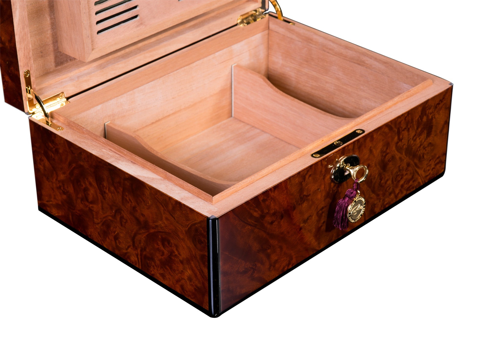 Autographed Daniel Marshall Humidor in Burl Wood with lift out tray - 100 cigars