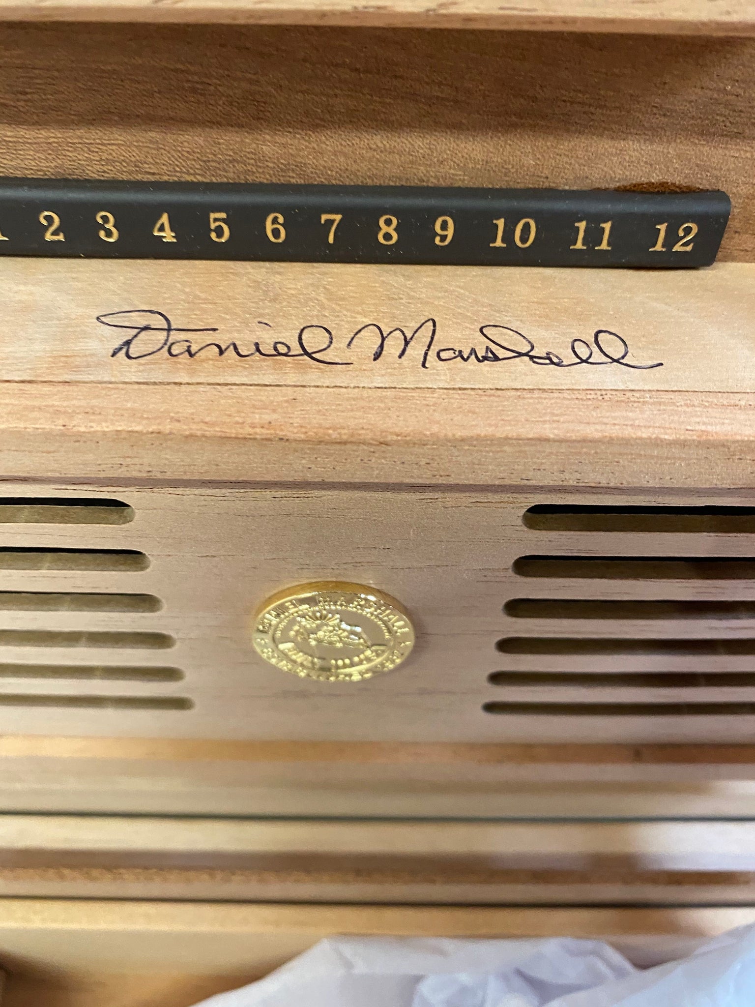 Autographed Daniel Marshall Humidor in Burl Wood with lift out tray - 100 cigars