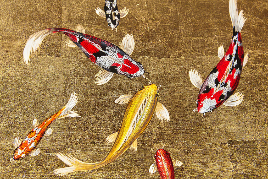 24 kt gold Swimming Koi Fish Humidor Daniel Marshall Archives Collection - 20 cigars