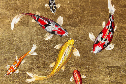 24 kt gold Swimming Koi Fish Humidor Daniel Marshall Archives Collection - 20 cigars