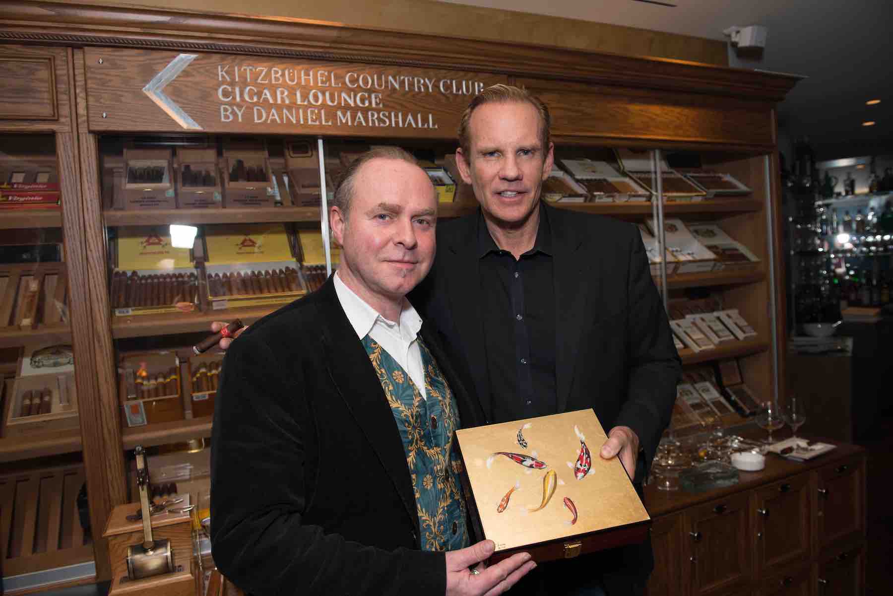 24 kt gold Swimming Koi Fish Humidor Daniel Marshall Archives Collection - 20 cigars