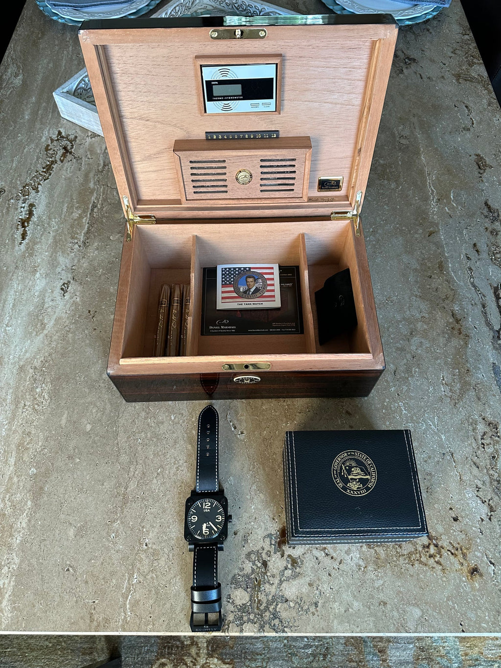 Arnold Schwarzenegger Autographed Daniel Marshall "The Tank Watch" Humidor