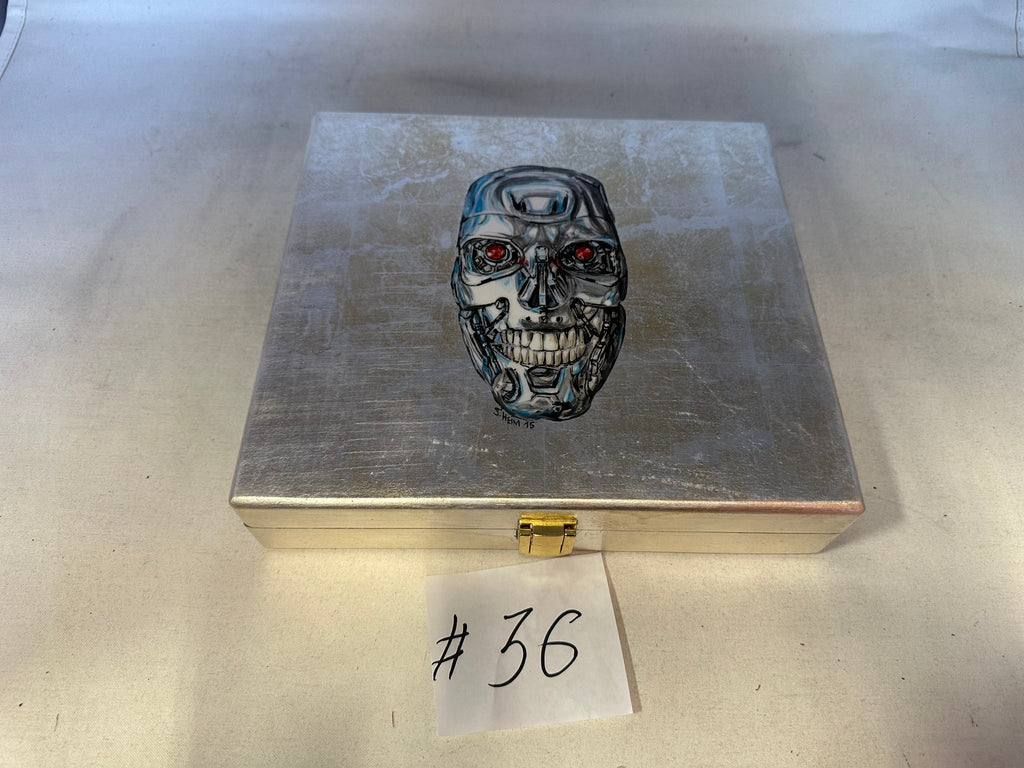 Sterling Terminator Skull Humidor by Daniel Marshall Archives Collection - 20 cigars