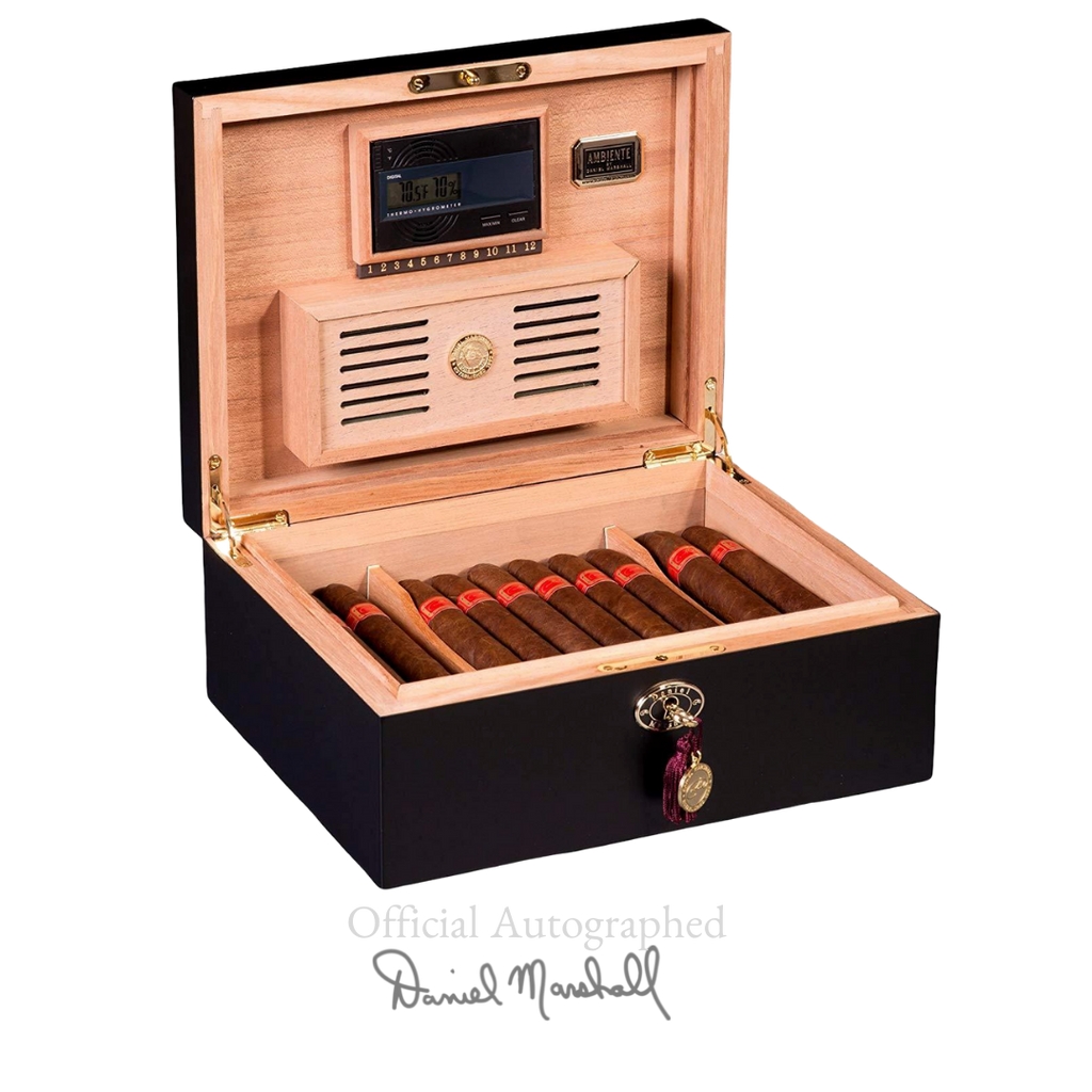 Autographed Ambiente Collection Humidor by Daniel Marshall in black matte - 65 cigars