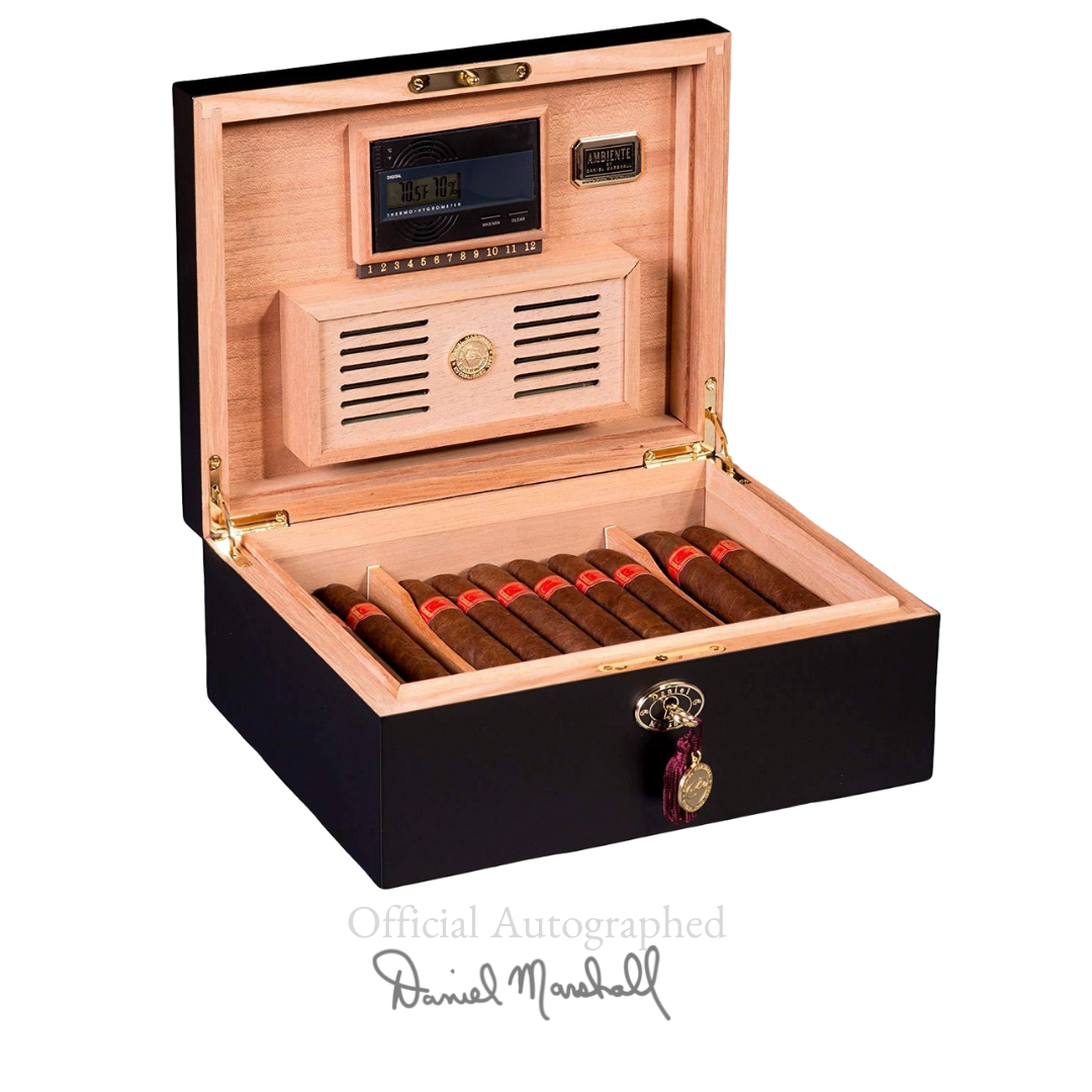 Autographed Ambiente Collection Humidor by Daniel Marshall in black matte - 65 cigars