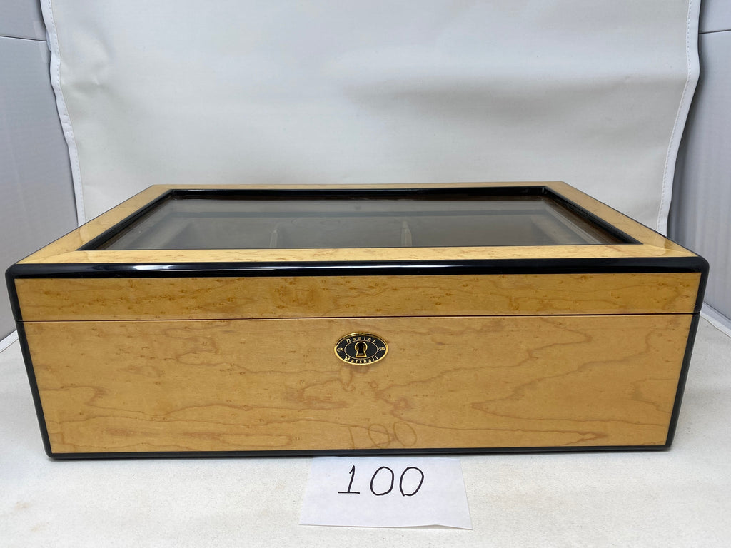 Glass Top Birdeye Maple Humidor by Daniel Marshall Archives - 150 cigars
