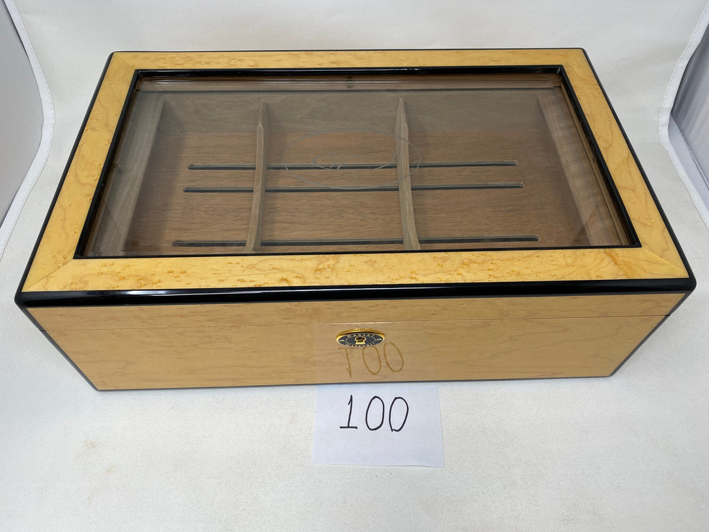 Glass Top Birdeye Maple Humidor by Daniel Marshall Archives - 150 cigars